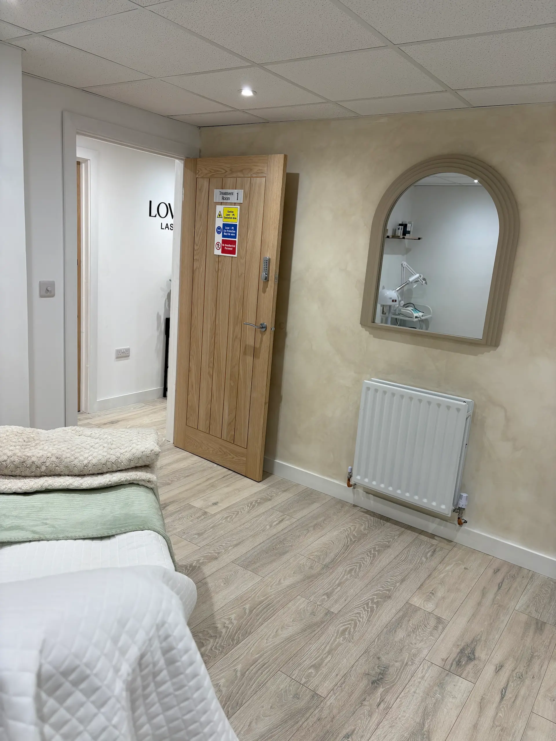 Brand New Treatment Room 1 at Love Your Skin UK Beige Décor